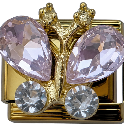 Pink Crystal Butterfly Charm