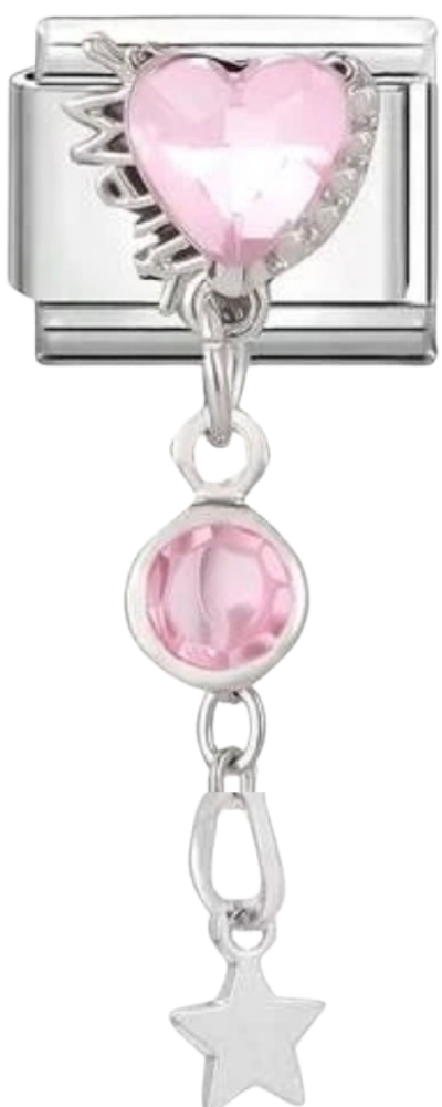 Pink Crystal Heart & Star Drop