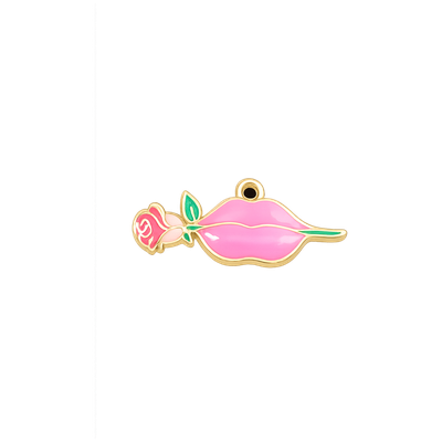 Pink Lips Rose Charm