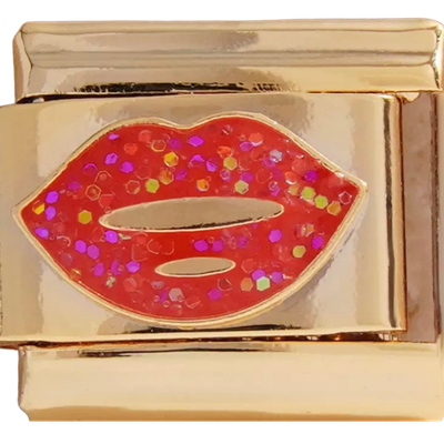 Red Glittery Lips Charm