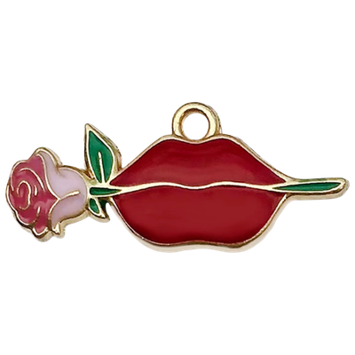 Red Lips Rose Charm