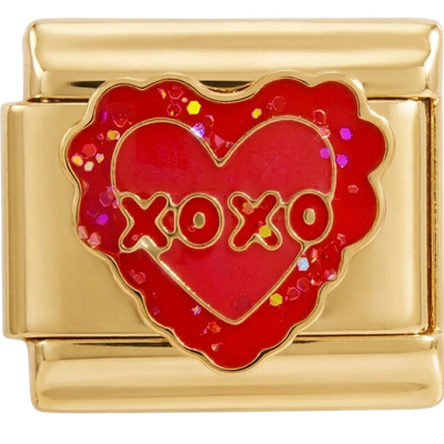 Red XOXO Gold Heart Charm