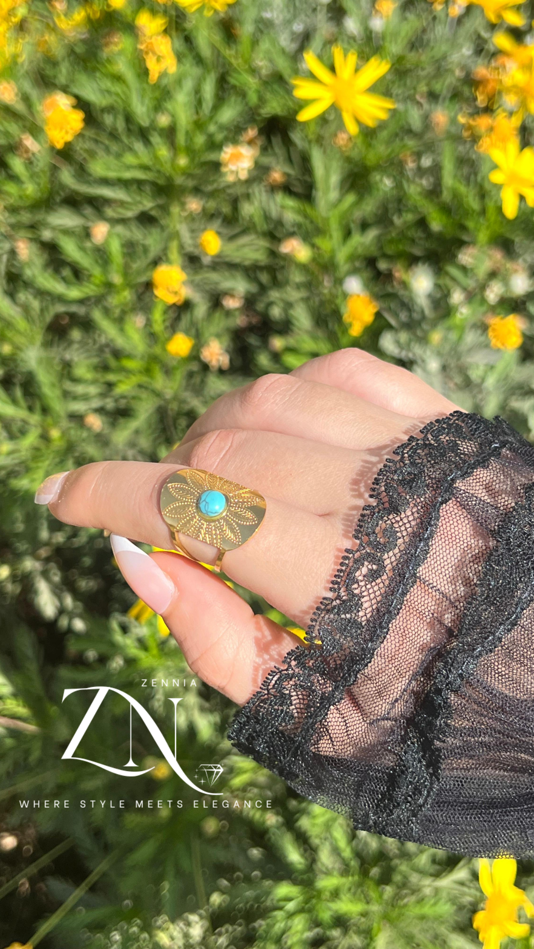 Turquoise Bloom Ring