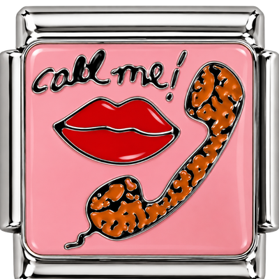 Silver Call Me Lips Phone Charm