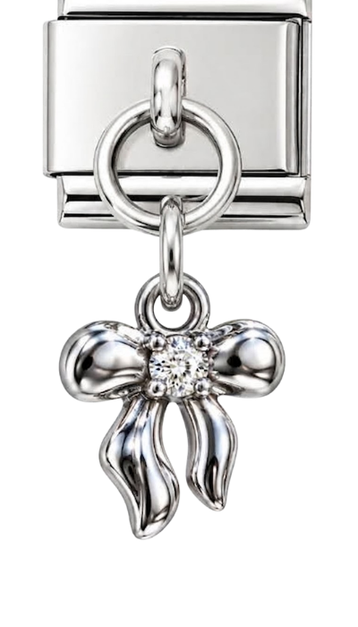 Silver Crystal Bow Hanging Charm