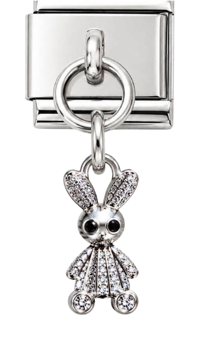 Silver Crystal Bunny Hanging Charm