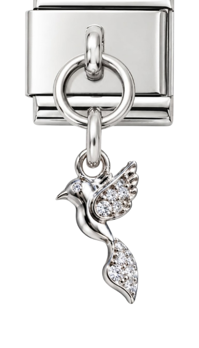 Silver Crystal Hummingbird Hanging Charm