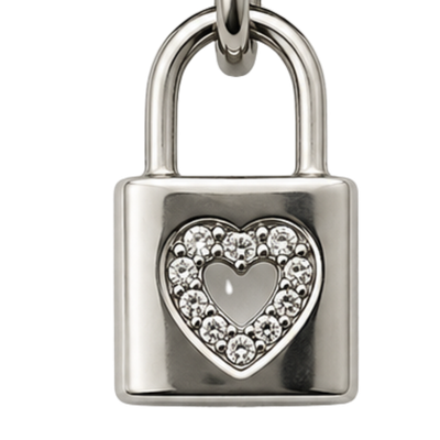 Silver Heart Lock Crystal