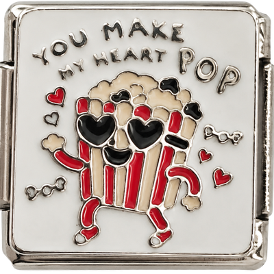 Silver Heart Pop Popcorn Charm