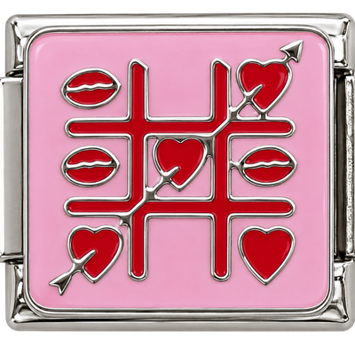 Silver Heart Tic Tac Toe Charm