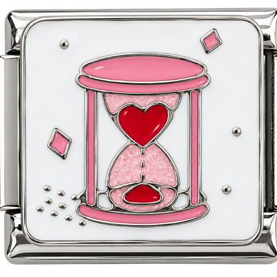 Silver Hourglass Heart Charm