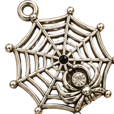 Silver Spiderweb Spider Charm