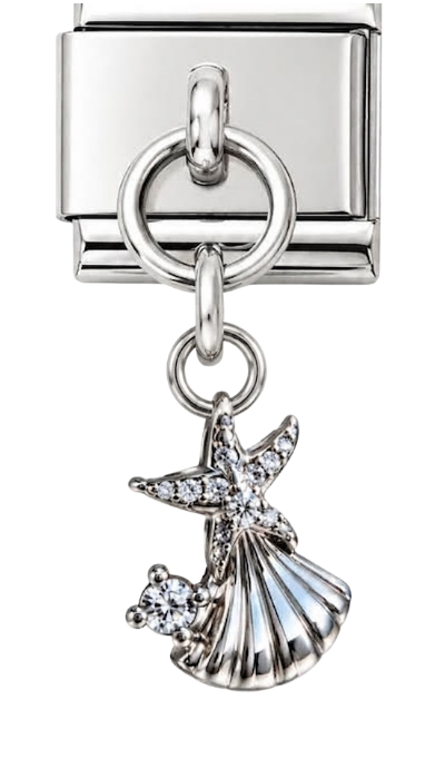 Silver Starfish & Shell Hanging Charm
