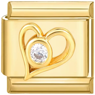 Tilted Heart Crystal Charm