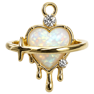White Crystal Heart Charm