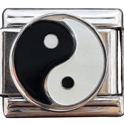 Yin Yang Silver Enamel