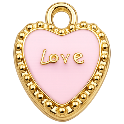 Pink Gold Framed Love Heart Charm