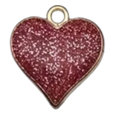 Pink Glitter Heart Charm